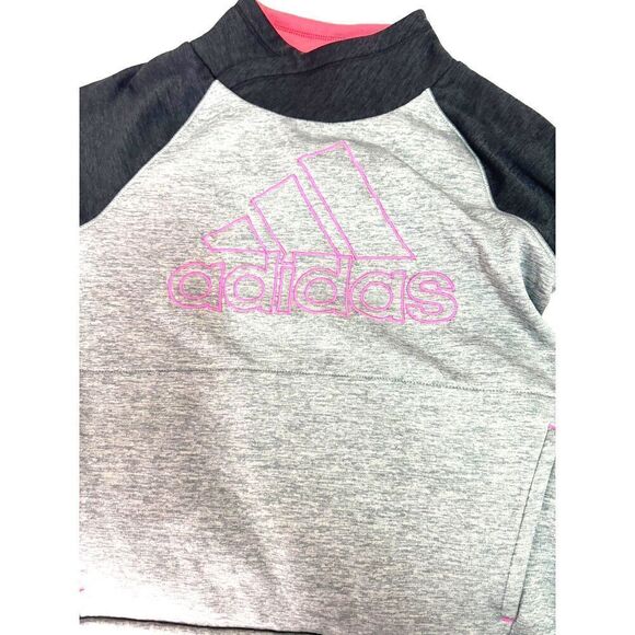 Girls' Adidas Colorblock Sweatshirt w/ Pockets Sz M (10-12)EUC Black, Pink, Grey - Picture 3 of 12